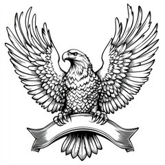 Obraz premium Eagle with Banner - Graphic Design