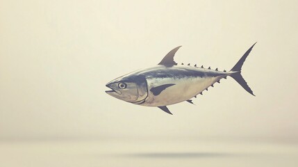 Fototapeta premium A realistic depiction of a swimming fish in a minimalist setting.