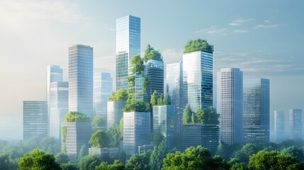 Fototapeta premium Buildings and cities with self-regulating energy management