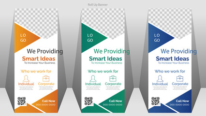Roll up banner design template,Business Roll Up Banner stand vector creative design,pull up design, modern x-banner, rectangle size.  