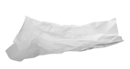White crumpled paper flying, sheet falls and twists isolated on white, clipping path  © dule964