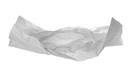 Naklejka premium White crumpled paper flying, sheet falls and twists isolated on white, clipping path 