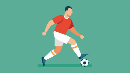 Fototapeta premium Soccer A soccer player with a highperformance foot prosthetic dribbling a ball on the field showcasing agility and skill during play.