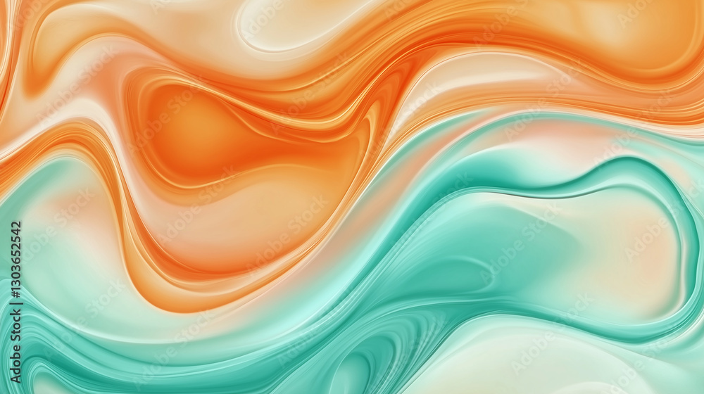Poster abstract orange and turquoise marble effect creating stunning visuals
