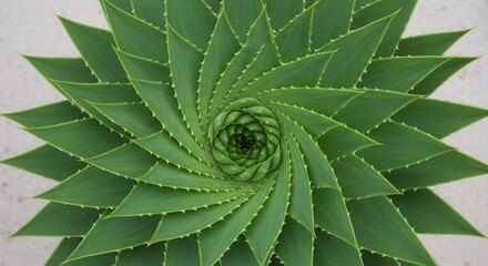 Aloe Polyphylla Spiral Pattern with Green Leaves and Thorny Edges