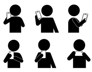 スマホを使う人たちのピクトグラムセット