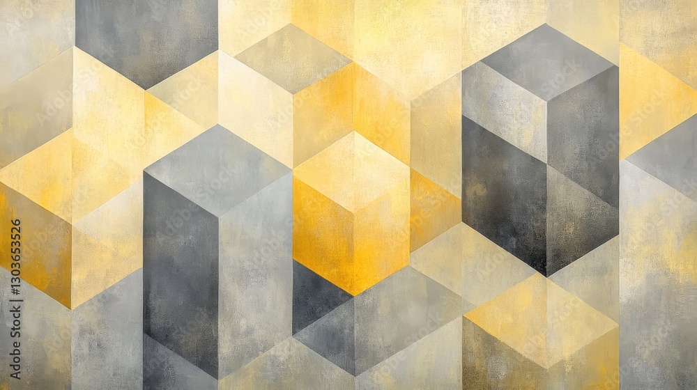 Wall mural geometric shapes and cubes creating an abstract wall art design