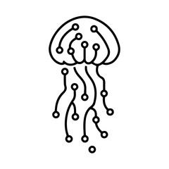 jellyfish interconnected printed circuit lines board, vector technology logo
