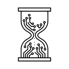 hourglass interconnected printed circuit lines board, vector technology logo