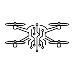 drone interconnected printed circuit lines board, vector technology logo