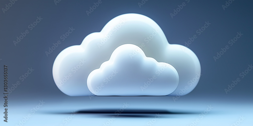 Poster White cloud computing symbol floating on blue background