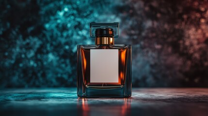 Elegant perfume bottle mockup on a dark, moody background for beauty and fashion ads