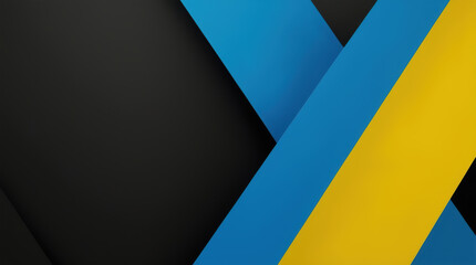 Minimalist abstract geometric background with blue and yellow diagonal stripes on dark surface. Ukraine flag national symbol