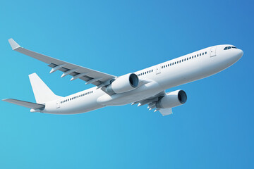 Obraz premium Airplane flying against a clear blue sky