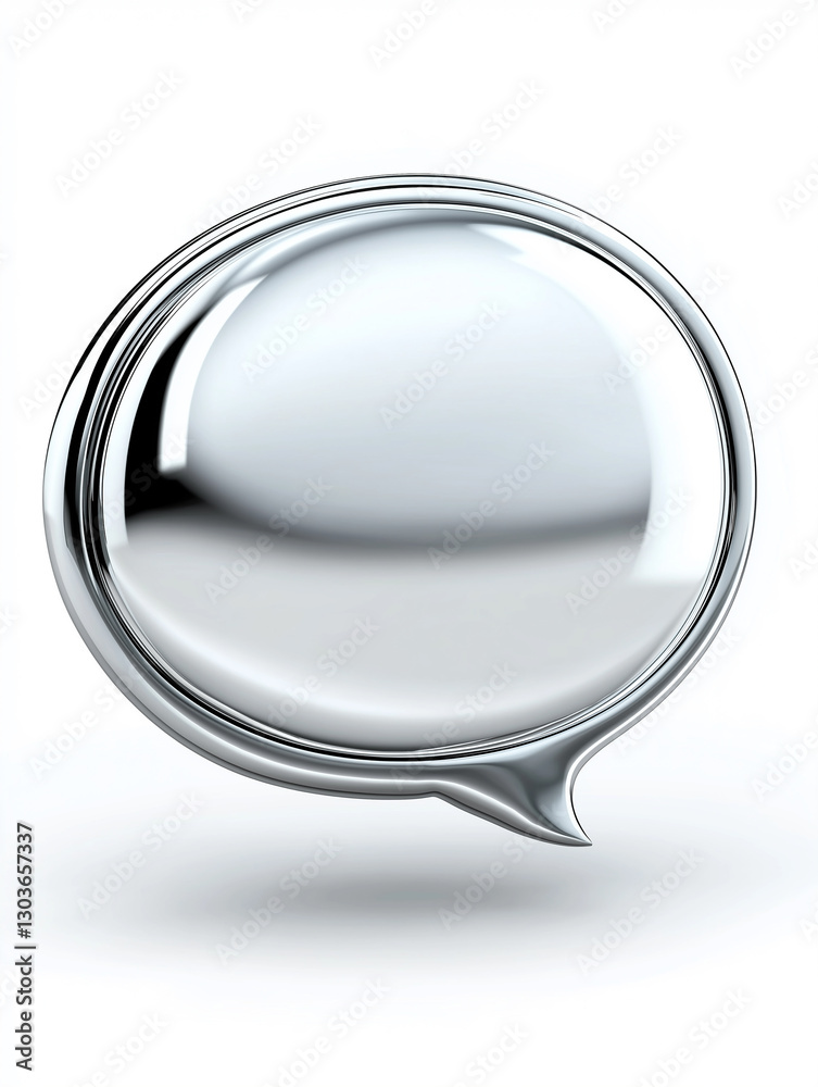 Aufkleber Glossy speech bubble floating on white background symbolizing communication