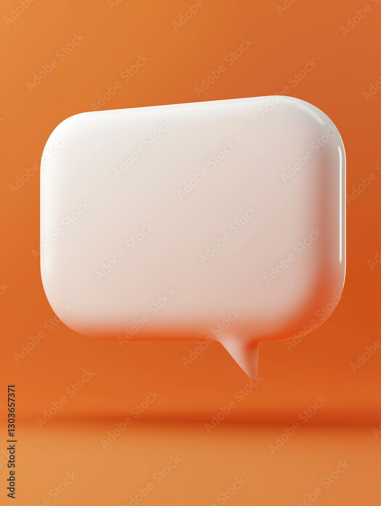 Aufkleber white speech bubble floating on orange background representing online communication