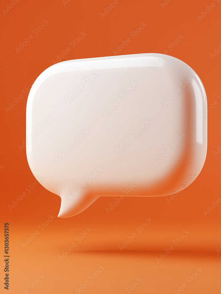 Aufkleber White speech bubble floating on orange background representing communication