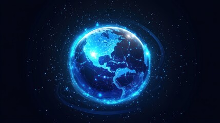 Obraz premium Abstract glowing Earth, network design, digital world, stock photo