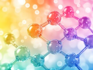 Colorful Molecular Structure on Abstract Background