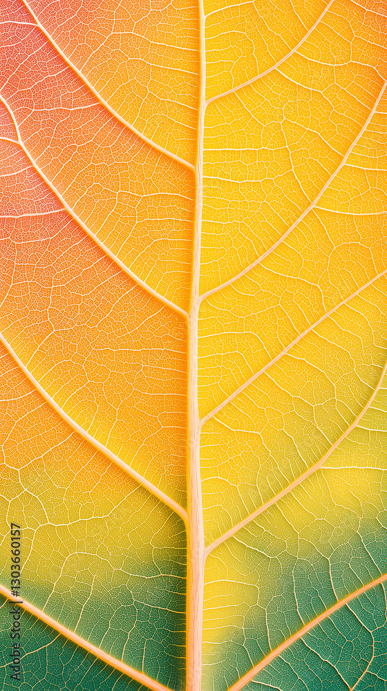 Aufkleber colorful leaf showing veins creating intricate natural pattern