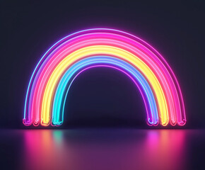 Glowing neon sign of a rainbow