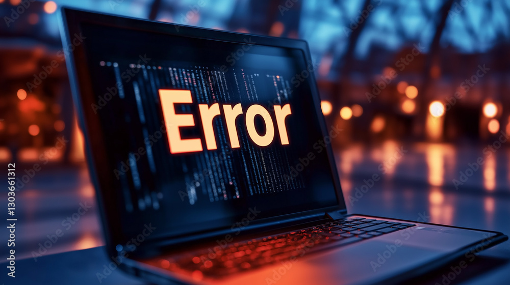 Aufkleber Laptop showing error message on screen programming and coding failure