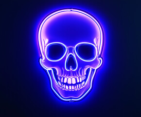 Glowing neon sign of a skull