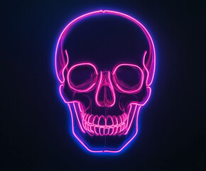 Glowing neon sign of a skull