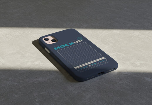Cell Phone Case on Concrete Floor Mockup