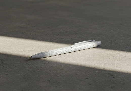 Elegant Pen on Concrete Floor Mockup
