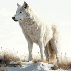 Obraz premium Detailed AI watercolor art is used to create an illustration of White Wolf clipart