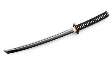 Samurai sword katana in lacquered sheath isolated on white background