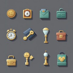 Vintage Icons on Dark Background