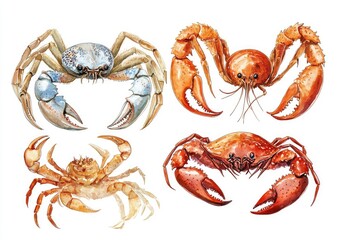 Watercolor Crab Illustrations