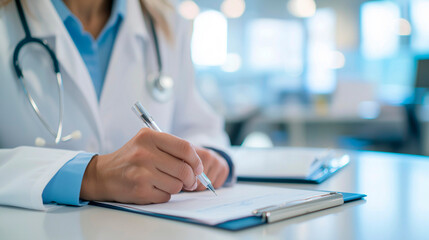 Fototapeta premium Counselor Reviewing Patient Insights in Modern Therapy Space