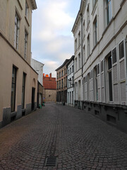 Charming Cobblestone Street at Sunrise with Soft Morning Light