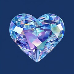 Fototapeta premium Watercolor clipart of a Crystal Heart, featuring a creative and detailed generative illustration