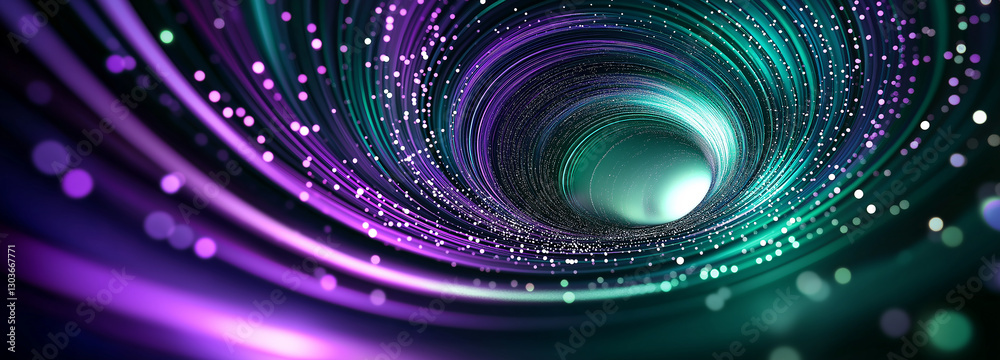 Fototapete swirling vortex tunnel creating a cosmic wormhole with sparkling particles