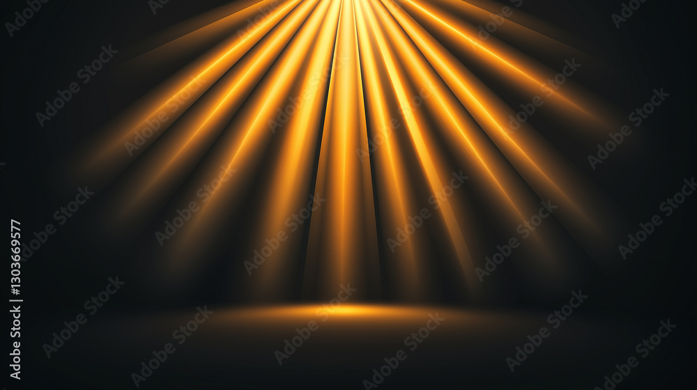 Poster golden rays of light shining down on dark background