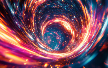 Obraz premium Colorful, swirling vortex of light and fire