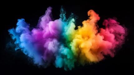 Fototapeta premium Colorful swirling smoke exploding on a black background