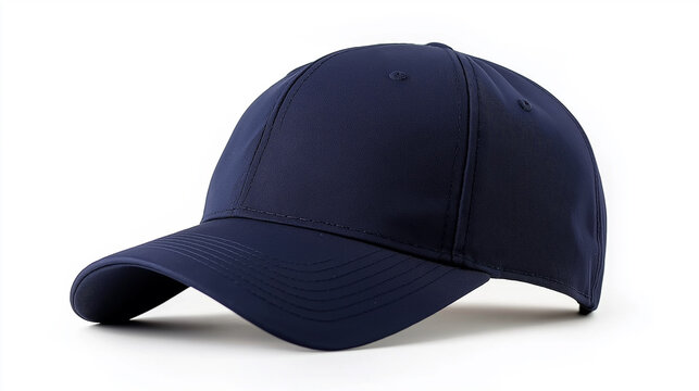 Classic navy blue baseball cap isolated on white, showcasing style and sun protection