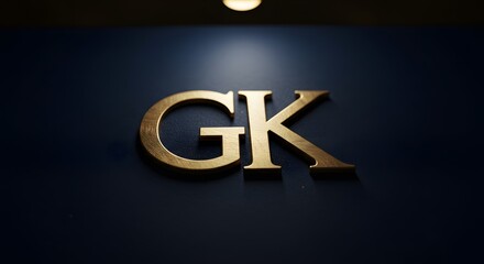 Golden 'gk' Letters on Dark Background with Moody Lighting Accent