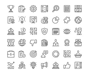 Startup icons. Outline symbols collection. Premium vector line icons set
