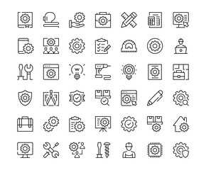 Engineering icons. Outline symbols collection. Premium vector line icons set