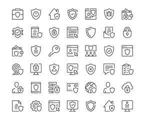 Security icons. Outline symbols collection. Premium vector line icons set