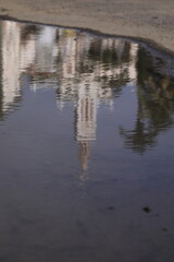 reflection in water, church, martinique