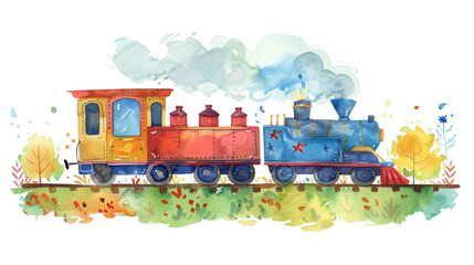 Obraz premium Train in motion clipart illustration isolated on white