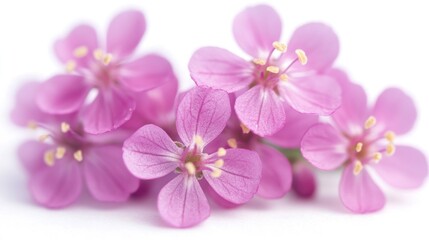 Fototapeta premium Close-up of delicate pink flowers on white background