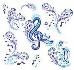 Set of Music notes, song, melody. Vector icon of music. Collection of high quality music notes logo. 